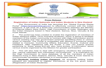Registrations of India Nationals and Indian Students in New Zealand 